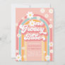 One Groovy Babe Boho Daisy Rainbow 1st Birthday Invitation