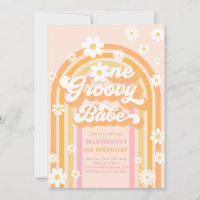 One Groovy Babe Boho Daisy Rainbow 1st Birthday