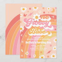 One Groovy Babe Peace Love Party Rainbow Birthday