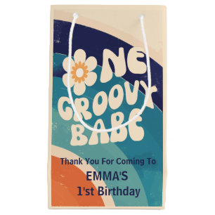 One Groovy Babe Retro Daisy 1st Birthday Small Gift Bag