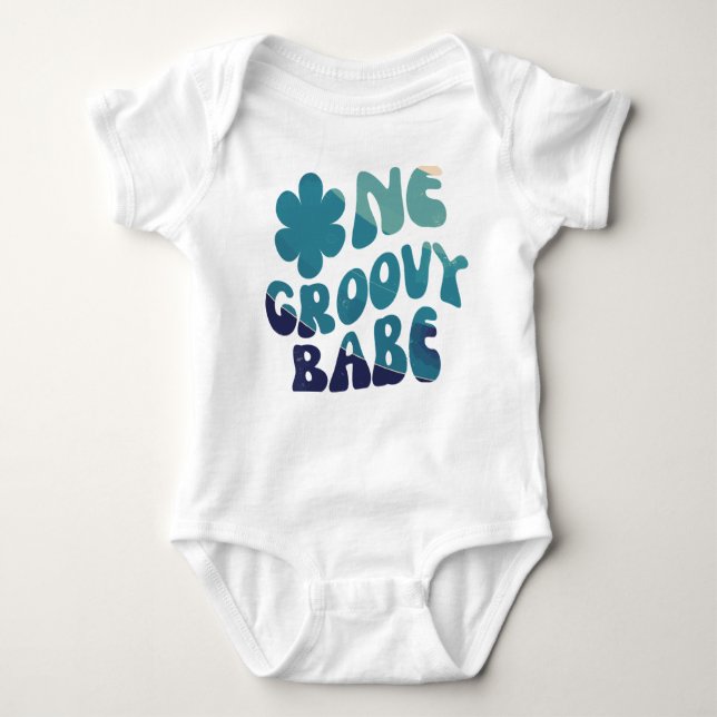 One Groovy Babe Retro Daisy 70s Birthday Girl Baby Bodysuit (Front)