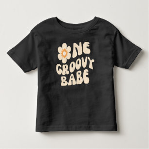 One Groovy Babe Retro Daisy 70s Birthday Girl Baby Toddler T-shirt