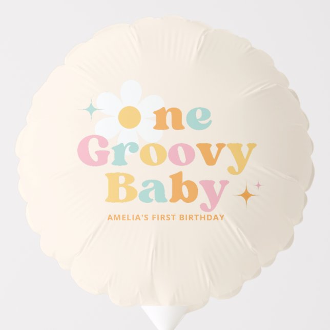 One Groovy Baby 1st Birthday Party Balloon (Front)