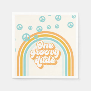 One Groovy Dude Retro Boy 1st Birthday Napkins