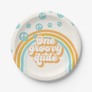 One Groovy Dude Retro Boy 1st Birthday Paper Plates