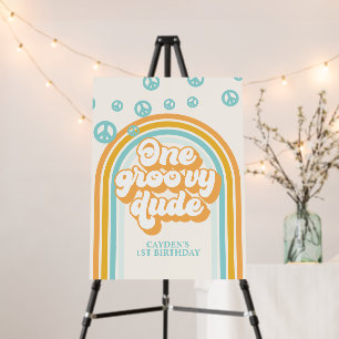 One Groovy Dude Retro Boy 1st Birthday Welcome Foam Board