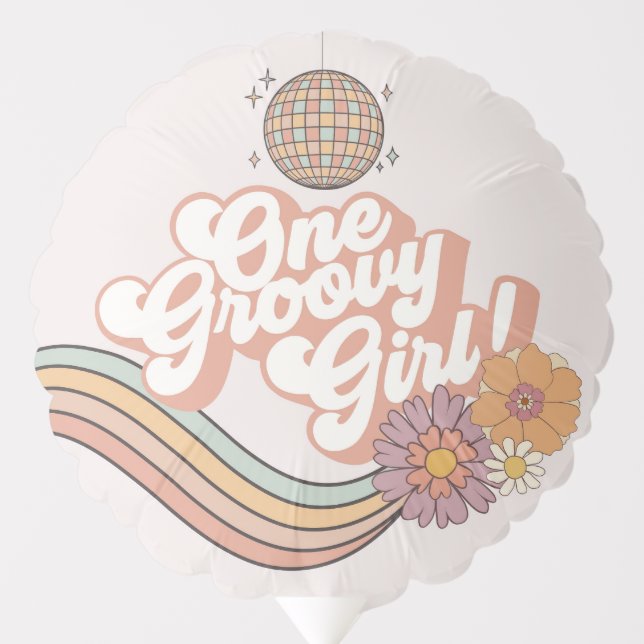 One Groovy Girl retro 1st birthday party Balloon (Front)