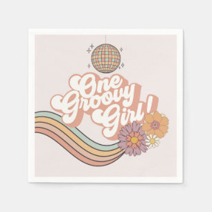 One Groovy Girl retro 1st birthday party Napkins
