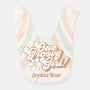 One groovy girl retro 70s birthday girl bib