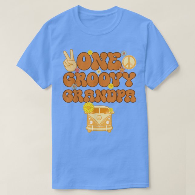One Groovy Grandpa Retro Mom Hippie Birthday 70s F T-Shirt (Design Front)