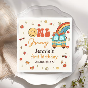 One Groovy Retro Rainbow 1st Birthday Napkins