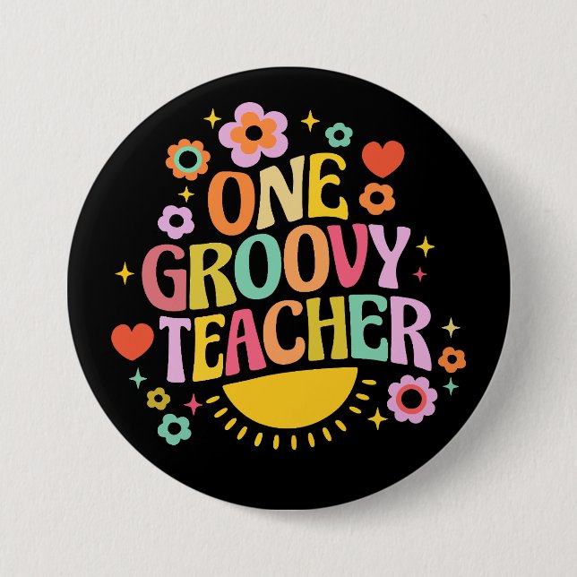 One groovy teacher button (Front)