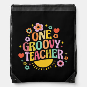 One groovy teacher drawstring bag