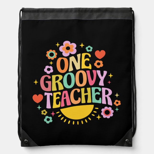 One groovy teacher drawstring bag (Front)