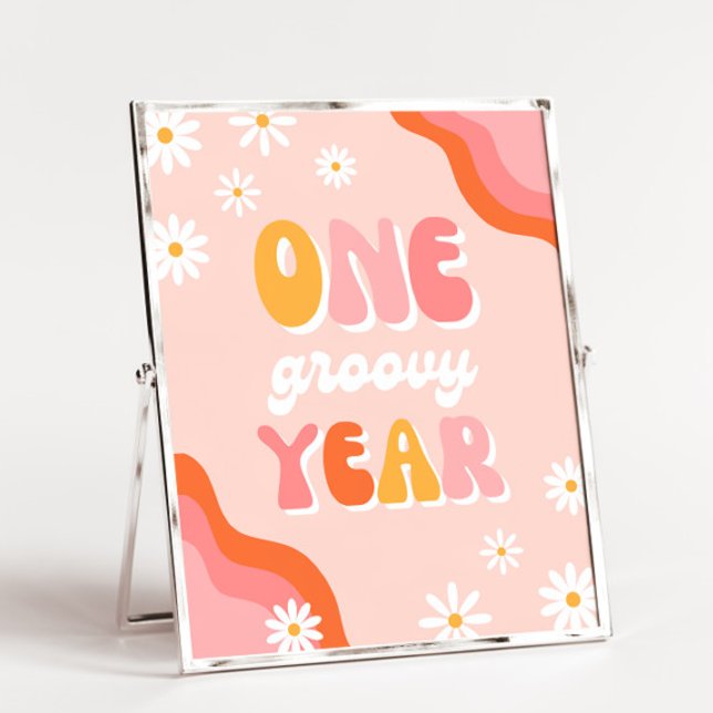 One Groovy Year Sign | Groovy Sign | Groovy Party (Creator Uploaded)