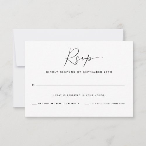 One Guest Count  Meal Choice RSVP Card