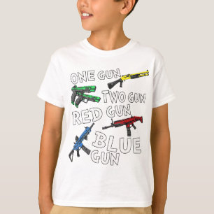 One Gun Two Gun Red Gun Blue Gun T-Shirt