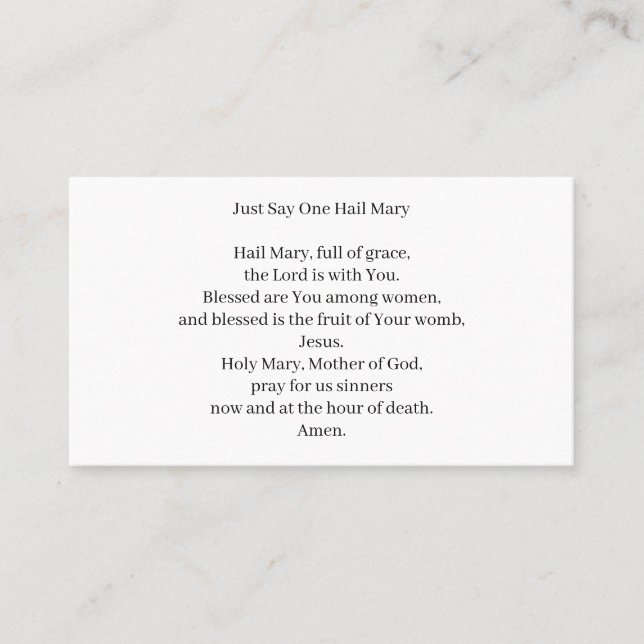 One Hail Mary Business Card (Front)