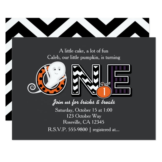 ONE Halloween Fall 1st Birthday Party Invitation