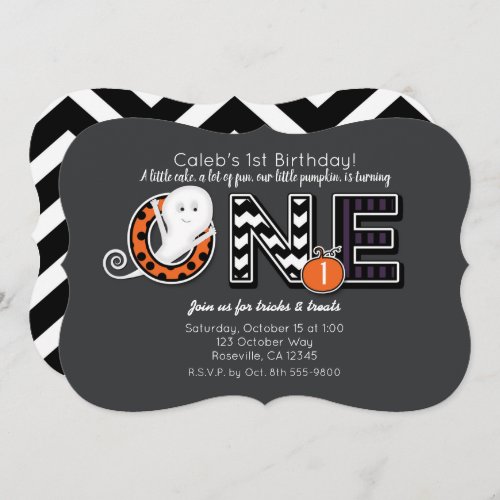 ONE Halloween Fall 1st Birthday Party Invitation