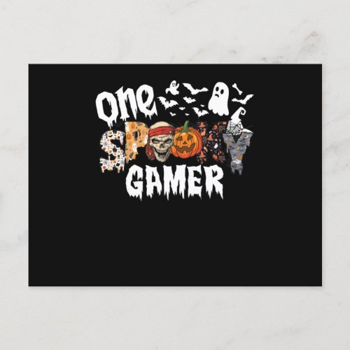 One Halloween Spooky Gamer Leopard Groovy Holiday Postcard