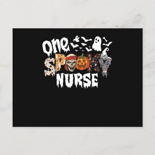One Halloween Spooky Nurse Leopard Groovy Witch Holiday Postcard