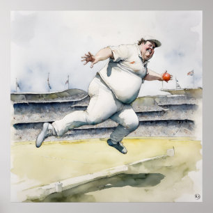 One Handed Catch - Archival Cricket Print