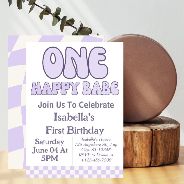 One Happy Babe Girl 1st Birthday Party Personalize Invitation (Creator Uploaded)