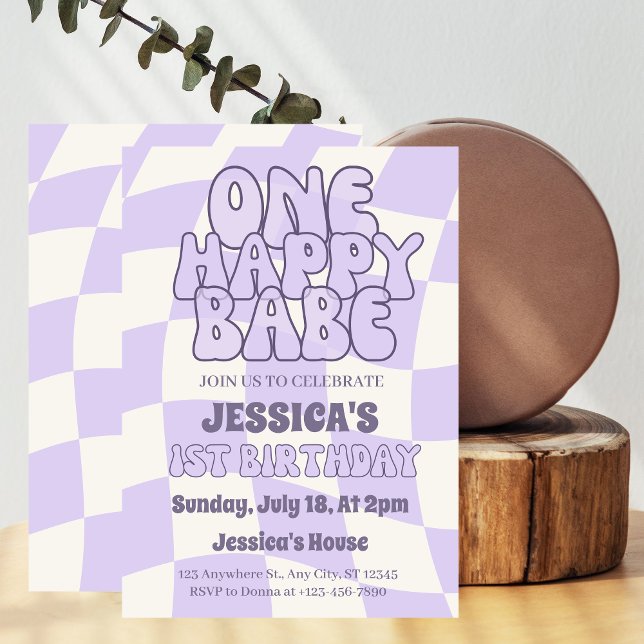 One Happy Babe Girl 1st Birthday Personalized Invitation (Creator Uploaded)