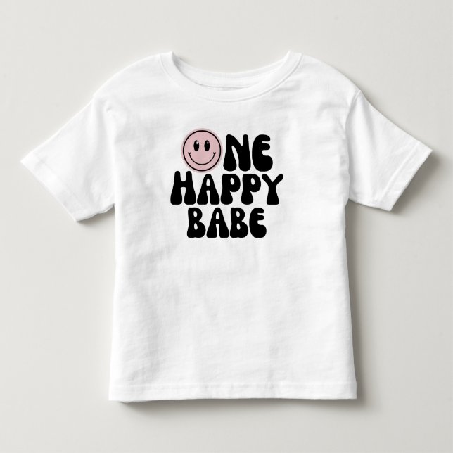 One Happy Babe Girl First Birthday  Toddler T-shirt (Front)