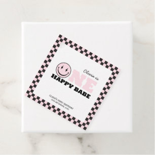 One Happy Babe Girls Pink 1st Birthday Favor Tags