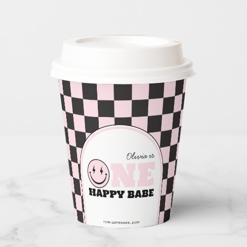 One Happy Babe Happy Face 1st Birthday Paper Cups