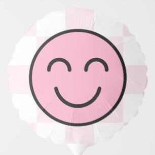 One Happy Babe Happy Face Pink Check Balloon