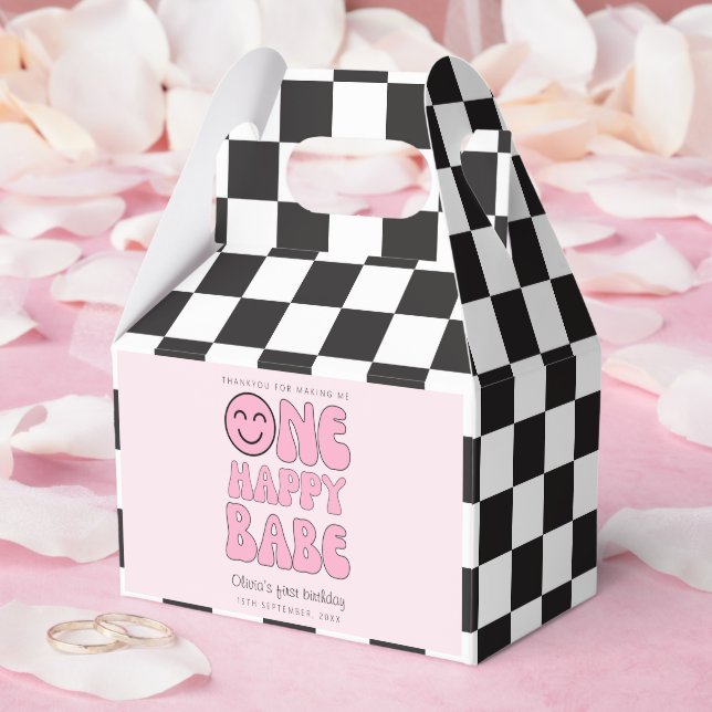 One Happy Babe Happy Face Pink  Favor Boxes (Wedding)