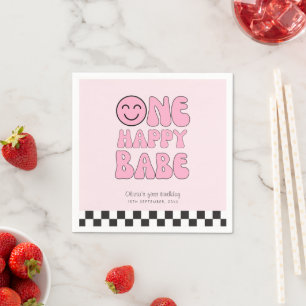 One Happy Babe Happy Face Pink  Napkins