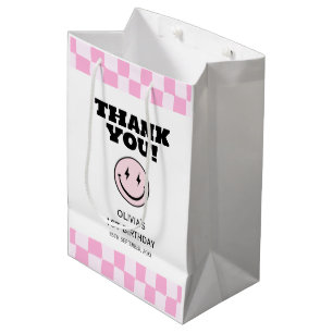 One Happy Babe Pink Checkered Birthday Medium Gift Bag