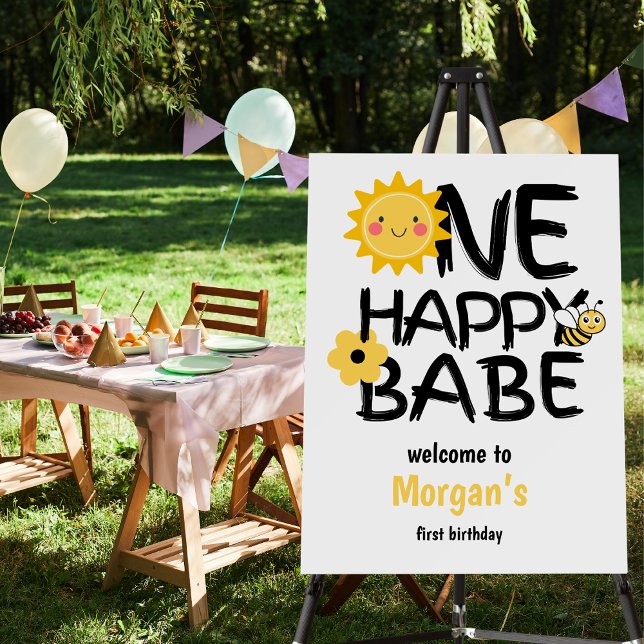 One Happy Babe Yellow Sunny Bee Girls 1st Birthday Foam Board (Creator Uploaded)