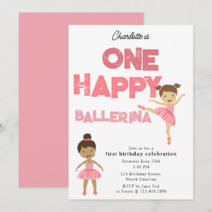 One Happy Ballerina Invite 1st Girl Birthday