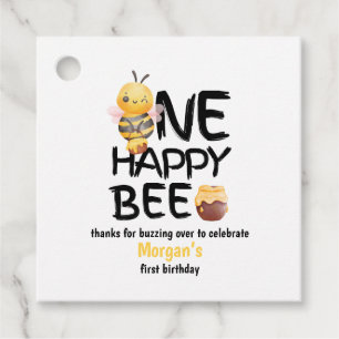 One Happy Bee Honey Yellow Bee Girls 1st Birthday Favor Tags