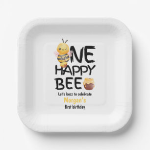 One Happy Bee Honey Yellow  Bee Girls 1st Birthday Paper Plates