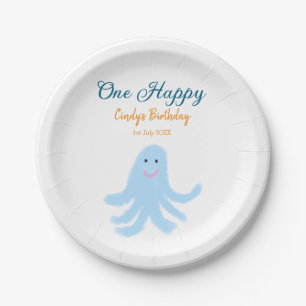 One happy blue octopus under the sea birthday  paper plates
