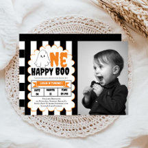 One Happy Boo Boy 1st Birthday Party Invitation