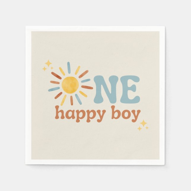 One Happy Boy, 1st Trip Around The Sun Napkins (Front)