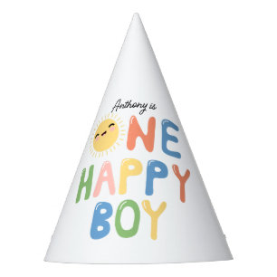 One Happy Boy Birthday Invite 1st Birthday Sun Party Hat