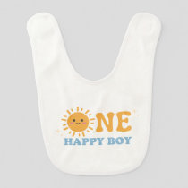 ONE Happy Boy First Birthday Bib, 1st Birthday Baby Bib