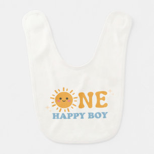 ONE Happy Boy First Birthday Bib, 1st Birthday Baby Bib