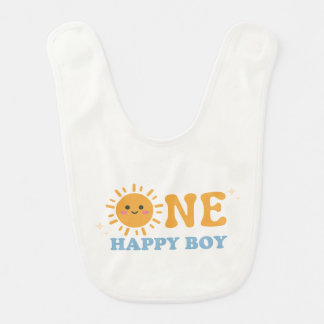 ONE Happy Boy First Birthday Bib, 1st Birthday Baby Bib