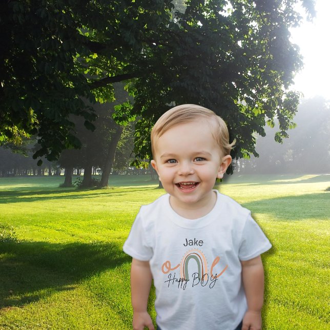 One Happy Boy – Rainbow 1st Birthday Personalized Baby T-Shirt (Creator Uploaded)