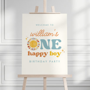 One Happy Boy Sun 1st Birthday Welcome Sign