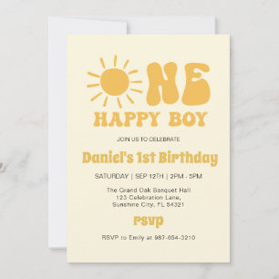 One Happy Boy,Sunshine 1st Birth Invitation